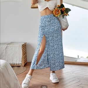 Shein, new in packaging. Blue floral split thigh skirt. Size 4
